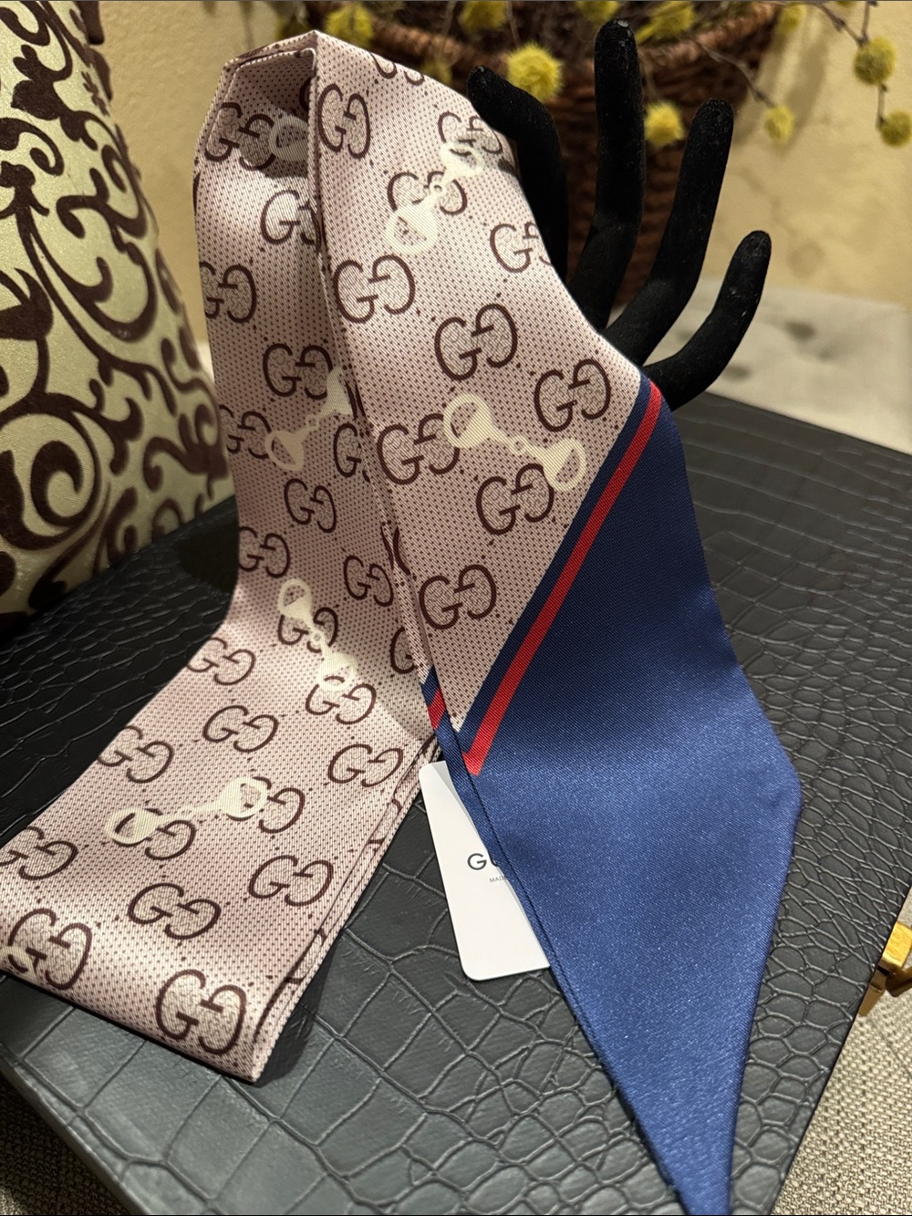 NEW GG 100% Silk Twillie Scarf Tie